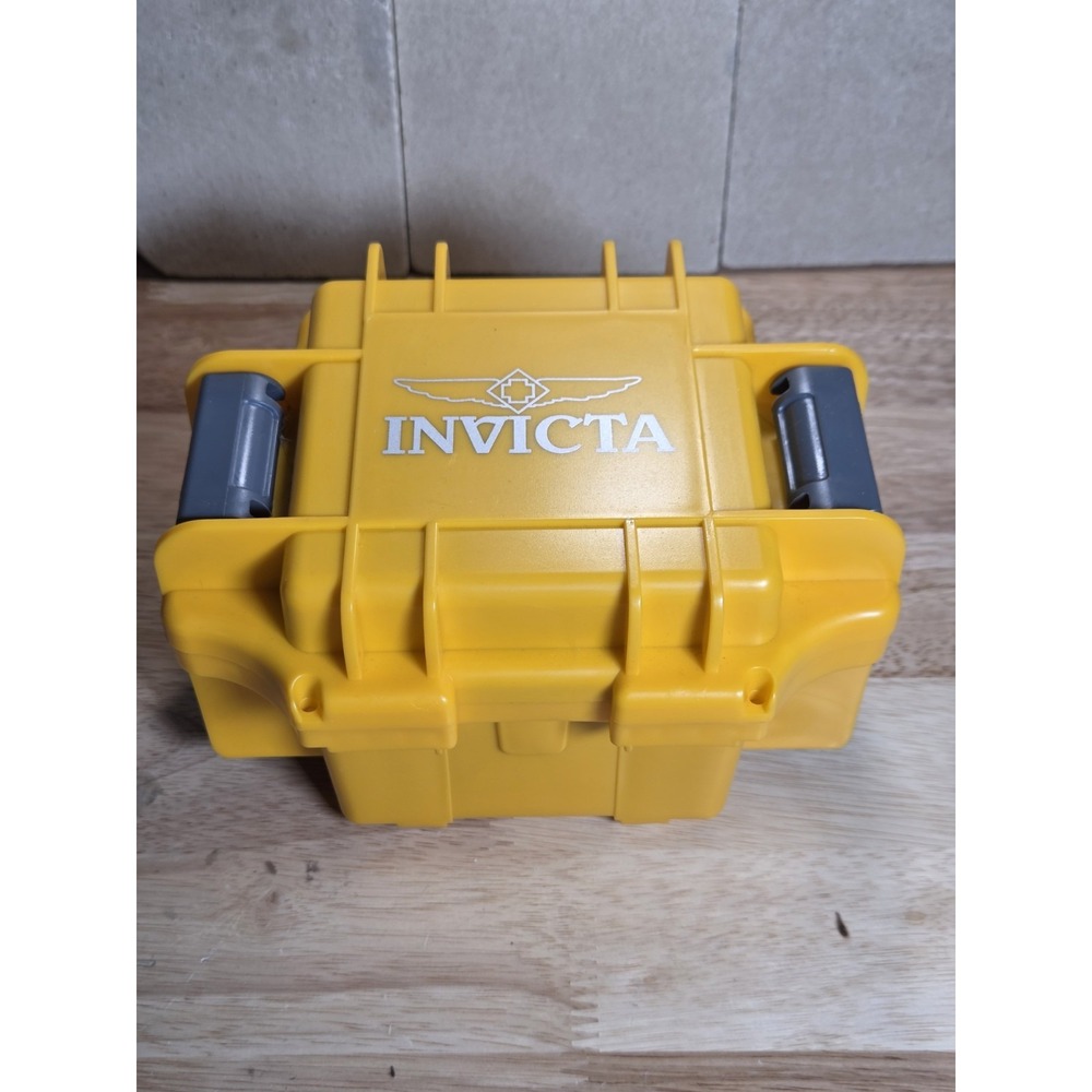 Invicta Yellow Hard Plastic Watch Storage Case Box Only Foam Interior